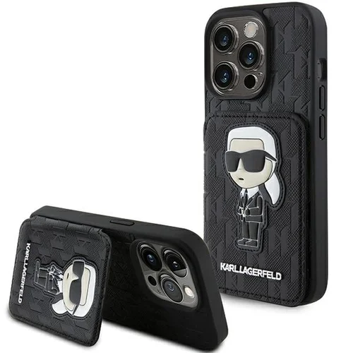 Karl Lagerfeld Saffiano Monogram Ikonik dėklas iPhone 15 Pro Max, juodas image 1