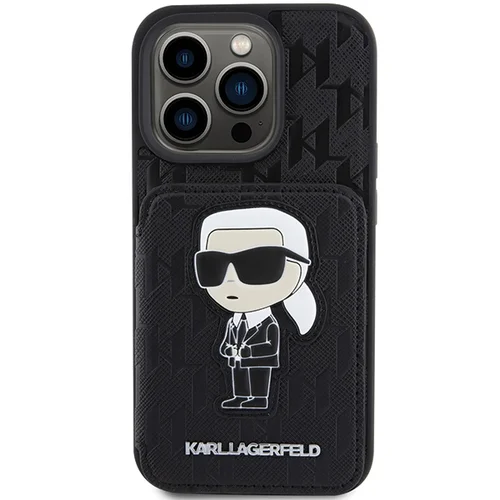 Karl Lagerfeld Saffiano Monogram Ikonik dėklas iPhone 15 Pro Max, juodas image 3