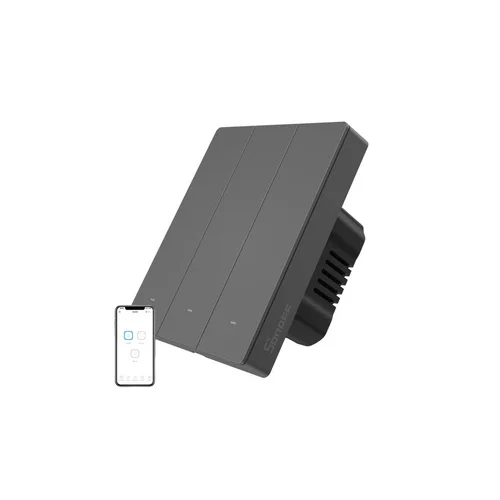SONOFF M5-3C-80 WiFi jungiklis, 3 kanalai, grafitas image 1