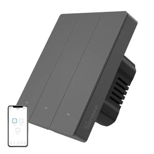 SONOFF M5-3C-80 WiFi jungiklis, 3 kanalai, grafitas image 2