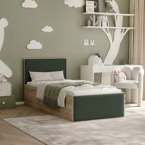 SASHI lova 90 × 200 cm, Royal Green / sonomos ąžuolo image 1