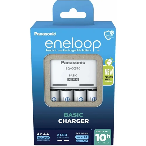 Panasonic Eneloop Basic BQ-CC51 įkroviklis su 4 AA 2000 mAh baterijomis image 1