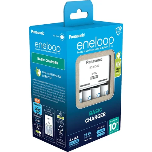 Panasonic Eneloop Basic BQ-CC51 įkroviklis su 4 AA 2000 mAh baterijomis image 2
