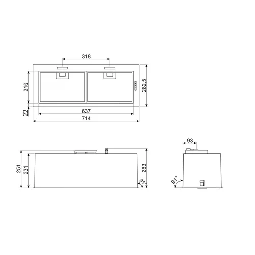 Smeg KSG70HPE Įmontuojamas gartraukis 71,4 cm pločio image 3