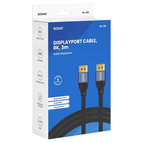Savio CL-211 DisplayPort kabelis 3 m, juodas image 3