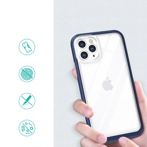 Hybrid Armor Aiškus 3 in 1 dėklas iPhone 11 Pro Max, mėlynas rėmas image 2
