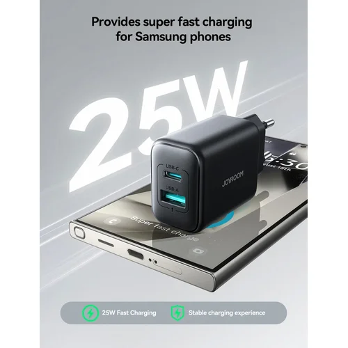 Joyroom JR-TCF13 USB-C/USB-A 25W Juodas image 2