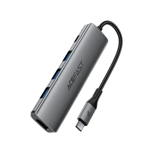 Acefast J16 USB-C 5-in-1 šakotuvas, pilkas image 1