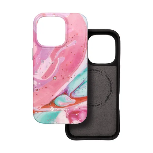 FORCELL F-PROTECT Mirage iPhone 15 Pro dėklas, rožinio marmuro image 2