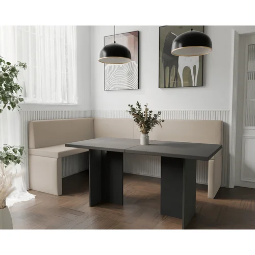 Virtuvinis kampas OWEN 128 × 168 cm, kairinis, Soft 18 smėlinė image 2
