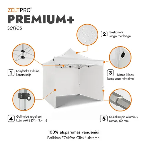 Prekybinė Palapinė 3x3 Balta Zeltpro PREMIUM+ image 2