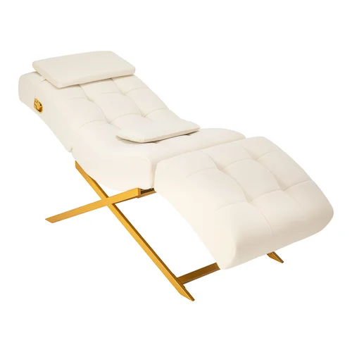 Sillon Umbra kosmetologinis krėslas, baltas ir auksinis image 1