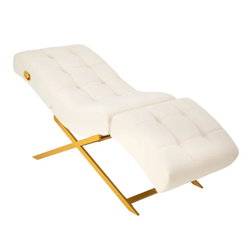 Sillon Umbra kosmetologinis krėslas, baltas ir auksinis image 2