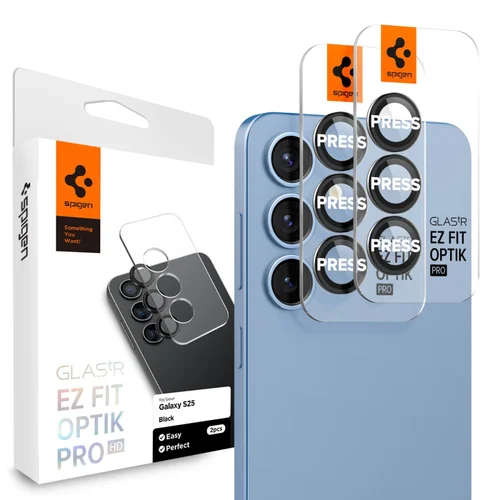 Spigen Optik Pro GLAS.TR EZ FIT kameros stiklas, 2 vnt., juodas image 1