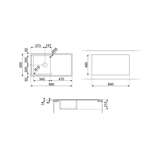 Virtuvės plautuvė Smeg LDR861-2 metalinė image 3