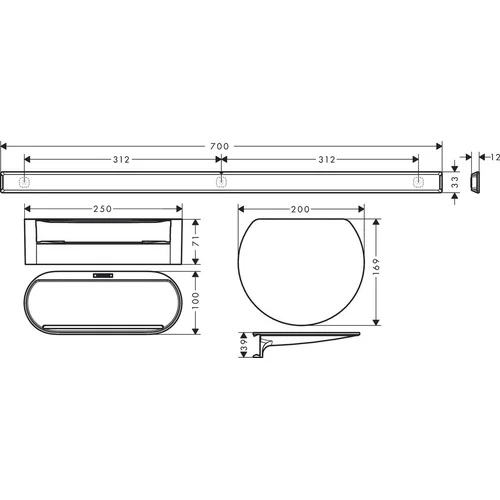 Hansgrohe WallStoris vonios aksesuarų rinkinys, 27966700, balta matinė image 2