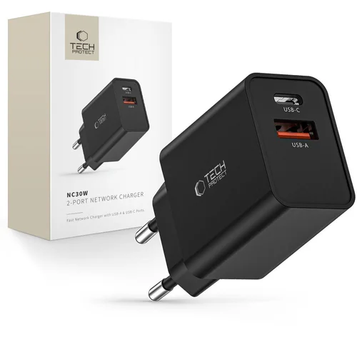 Tech-Protect NC30W USB-C/USB-A 30 W įkroviklis, juodas image 1