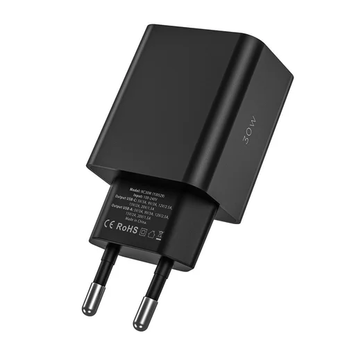 Tech-Protect NC30W USB-C/USB-A 30 W įkroviklis, juodas image 2
