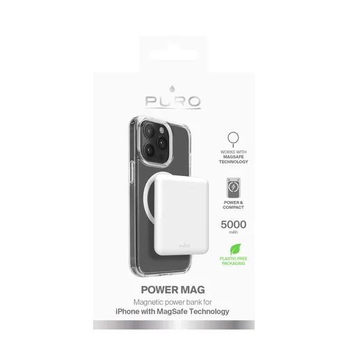 Puro Power Mag 5000 mAh MagSafe įkroviklis, baltas image 2