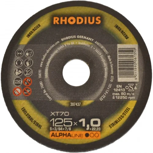 RHODIUS XT70 metalo pjovimo diskas, 125x1x22,23 mm image 1