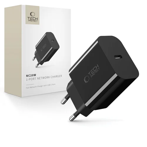 Tech-Protect NC20W 20 W USB-C įkroviklis, juodas image 1