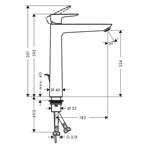 HANSGROHE TALIS E 71716670 Praustuvės maišytuvas, Juodas image 2