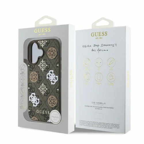 GUESS Peony Ant 4G MagSafe dėklas iPhone 16, rudas image 3
