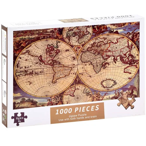 ZA3963 senovinio pasaulio žemėlapio dėlionė, 1000 dalių image 1