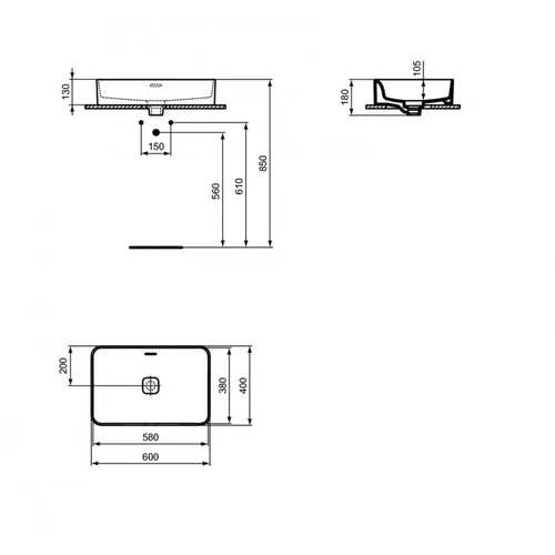 Ideal Standard Strada II T299901 600x400x180 mm praustuvas image 3
