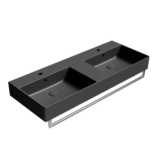 GSI KUBE X 120x47 – juodas matinis dvigubas praustuvas image 1