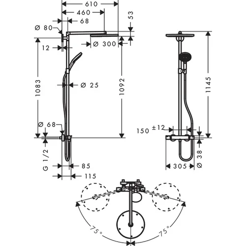 Hansgrohe Raindance S 27114000 dušo komplektas image 2