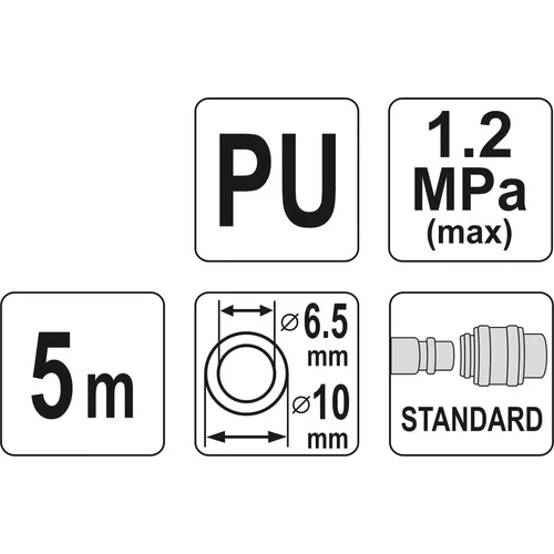 YATO YT-24204 pneumatinė žarna 5 m, 6,5 × 10 mm image 3