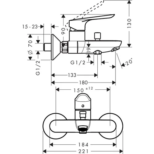 Hansgrohe Logis E 71403000 Chromo vonios maišytuvas image 2