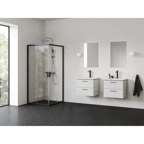 RAVAK Blix II NBLRV2, 90x90 cm, Juodas rėmas, Skaidrus stiklas image 1
