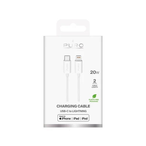 Puro TPE 20W USB-C–Lightning kabelis 2 m, baltas image 2