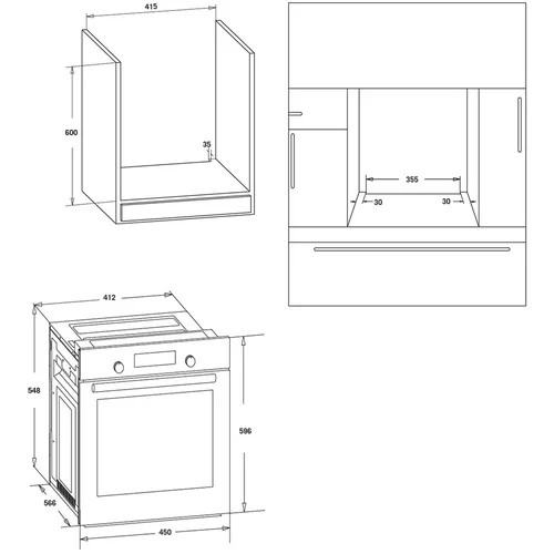 MPM MPM-45-BO-20 45 cm įmontuojama orkaitė Juoda image 2