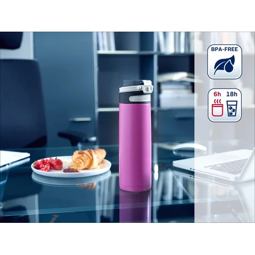 Leifheit Flip 600 ml termo puodelis, magenta image 2