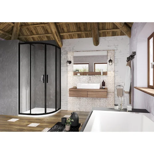 RAVAK Blix Slim BLSCP4, 80x80 cm, juodas rėmas, skaidrus stiklas image 1