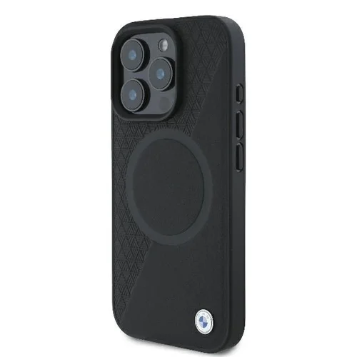BMW pusiau tekstūruotos odos MagSafe dėklas iPhone 16 Pro, juodas image 2