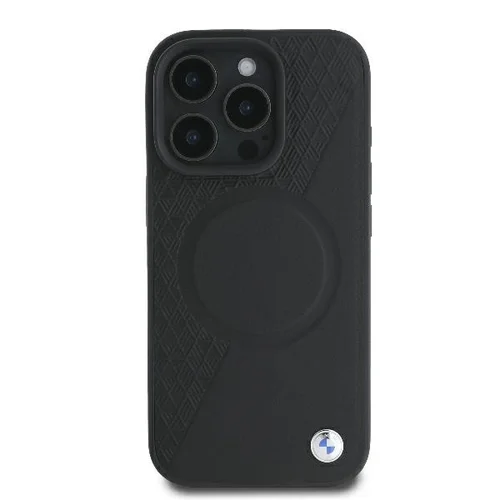 BMW pusiau tekstūruotos odos MagSafe dėklas iPhone 16 Pro, juodas image 3