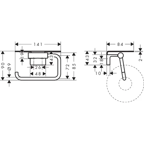 Hansgrohe AddStoris S 41789140 tualetinio popieriaus laikiklis image 2
