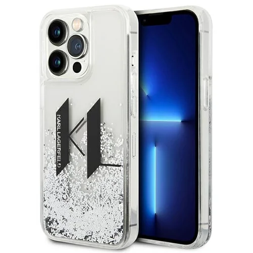 Karl Lagerfeld Liquid Glitter Big KL dėklas iPhone 14 Pro Max, sidabrinis image 1