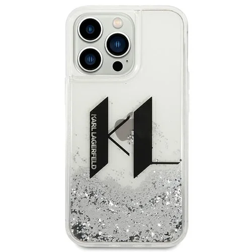 Karl Lagerfeld Liquid Glitter Big KL dėklas iPhone 14 Pro Max, sidabrinis image 2