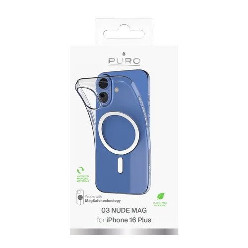 Puro 03 Mag MagSafe silikoninis dėklas iPhone 16 Plus, skaidrus image 3