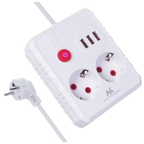 Maclean MCE388 W maitinimo juosta, 2 lizdai, 3 USB-A, 3 m image 1