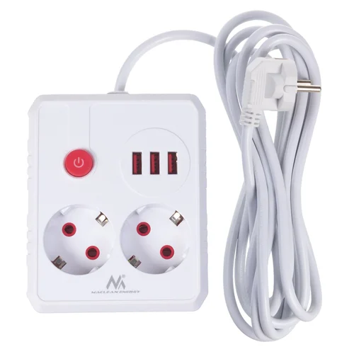 Maclean MCE388 W maitinimo juosta, 2 lizdai, 3 USB-A, 3 m image 3