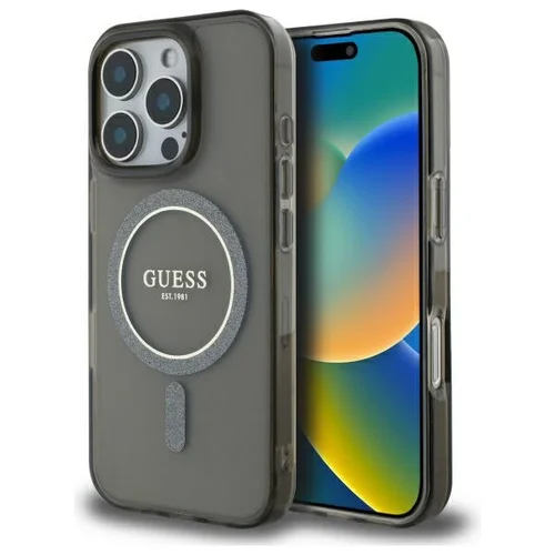 Guess IML blizgučių MagSafe dėklas iPhone 16 Pro, juodas image 1