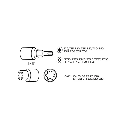 NEO 08-711 Torx rinkinys 34 vnt., 3/8" image 3