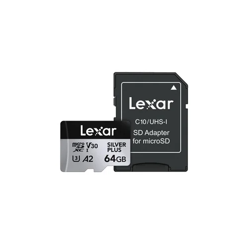 Lexar Silver Plus microSDXC 64 GB su adapteriu image 2