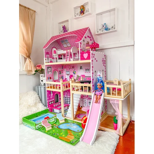 Medinis lėlių namelis Lėja, 3 aukštai, 5 kambariai image 2